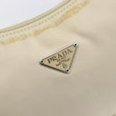 PRADA Accessory Pouch Nylon Beige Silver Auth 202088-18