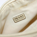 PRADA Accessory Pouch Nylon Beige Silver Auth 202088-20