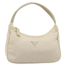 PRADA Accessory Pouch Nylon Beige Silver Auth 202088-13