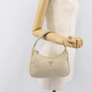 PRADA Accessory Pouch Nylon Beige Silver Auth 202088-23
