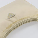 PRADA Accessory Pouch Nylon Beige Silver Auth 202088-8