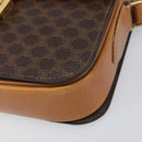 CELINE Macadam Horse Carriage Shoulder Bag PVC Brown Gold Tone Auth 202089A-10