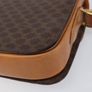 CELINE Macadam Horse Carriage Shoulder Bag PVC Brown Gold Tone Auth 202089A-12