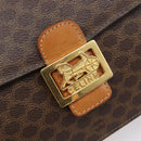 CELINE Macadam Horse Carriage Shoulder Bag PVC Brown Gold Tone Auth 202089A-14