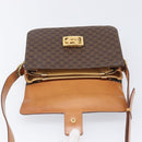 CELINE Macadam Horse Carriage Shoulder Bag PVC Brown Gold Tone Auth 202089A-15