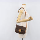 CELINE Macadam Horse Carriage Shoulder Bag PVC Brown Gold Tone Auth 202089A-25