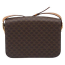 CELINE Macadam Horse Carriage Shoulder Bag PVC Brown Gold Tone Auth 202089A-3