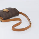 CELINE Macadam Horse Carriage Shoulder Bag PVC Brown Gold Tone Auth 202089A-7