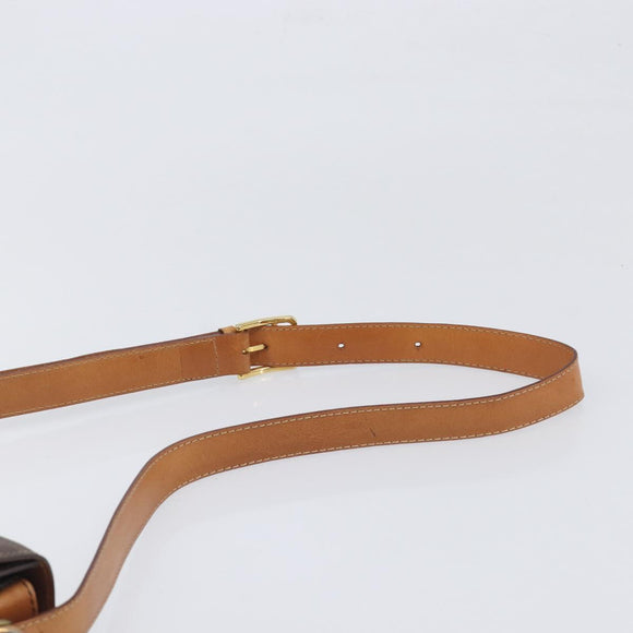 CELINE Macadam Horse Carriage Shoulder Bag PVC Brown Gold Tone Auth 202089A