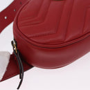 GUCCI GG Marmont Waist Bag Leather Red Gold Tone 476434 Auth 202090V-14