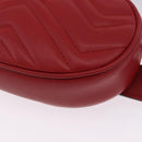 GUCCI GG Marmont Waist Bag Leather Red Gold Tone 476434 Auth 202090V-15