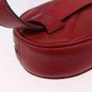 GUCCI GG Marmont Waist Bag Leather Red Gold Tone 476434 Auth 202090V-16