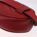 GUCCI GG Marmont Waist Bag Leather Red Gold Tone 476434 Auth 202090V-17