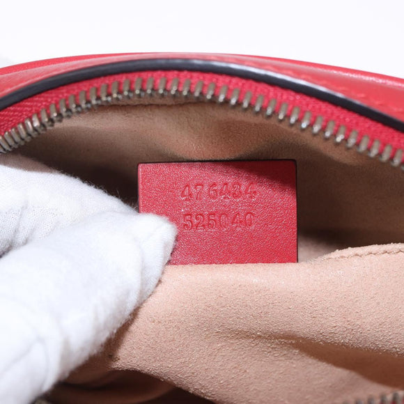 GUCCI GG Marmont Waist Bag Leather Red Gold Tone 476434 Auth 202090V