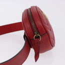GUCCI GG Marmont Waist Bag Leather Red Gold Tone 476434 Auth 202090V-4