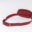 GUCCI GG Marmont Waist Bag Leather Red Gold Tone 476434 Auth 202090V-7