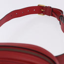 GUCCI GG Marmont Waist Bag Leather Red Gold Tone 476434 Auth 202090V-8