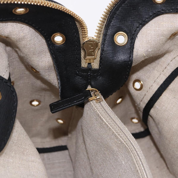FENDI Chameleon Hand Bag Canvas 2way Beige Gold Tone 8BL114 Auth 202092