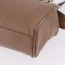 BVLGARI Chain Shoulder Tote Bag Leather 2way Beige Gold Tone Auth 202093A-16