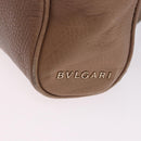 BVLGARI Chain Shoulder Tote Bag Leather 2way Beige Gold Tone Auth 202093A-19