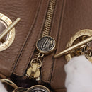 BVLGARI Chain Shoulder Tote Bag Leather 2way Beige Gold Tone Auth 202093A-10