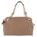 BVLGARI Chain Shoulder Tote Bag Leather 2way Beige Gold Tone Auth 202093A-13