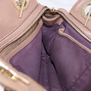 BVLGARI Chain Shoulder Tote Bag Leather 2way Beige Gold Tone Auth 202093A-22