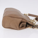 BVLGARI Chain Shoulder Tote Bag Leather 2way Beige Gold Tone Auth 202093A-3