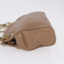 BVLGARI Chain Shoulder Tote Bag Leather 2way Beige Gold Tone Auth 202093A-4