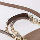 BVLGARI Chain Shoulder Tote Bag Leather 2way Beige Gold Tone Auth 202093A-14