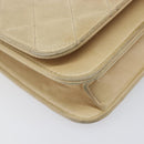CHANEL Matelasse Chain Shoulder Bag Lamb Skin Beige Gold Tone CC Auth 202094-11