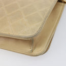 CHANEL Matelasse Chain Shoulder Bag Lamb Skin Beige Gold Tone CC Auth 202094-12