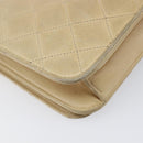 CHANEL Matelasse Chain Shoulder Bag Lamb Skin Beige Gold Tone CC Auth 202094-13