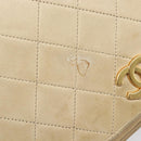 CHANEL Matelasse Chain Shoulder Bag Lamb Skin Beige Gold Tone CC Auth 202094-14