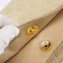CHANEL Matelasse Chain Shoulder Bag Lamb Skin Beige Gold Tone CC Auth 202094-16