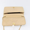 CHANEL Matelasse Chain Shoulder Bag Lamb Skin Beige Gold Tone CC Auth 202094-18