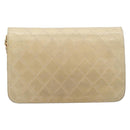 CHANEL Matelasse Chain Shoulder Bag Lamb Skin Beige Gold Tone CC Auth 202094-3