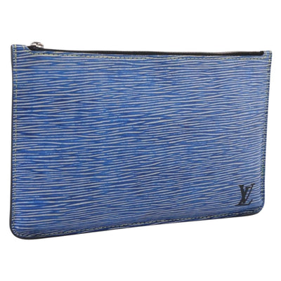 LOUIS VUITTON Epi Denim Neverfull MM Pouch Blue LV Auth 202098A