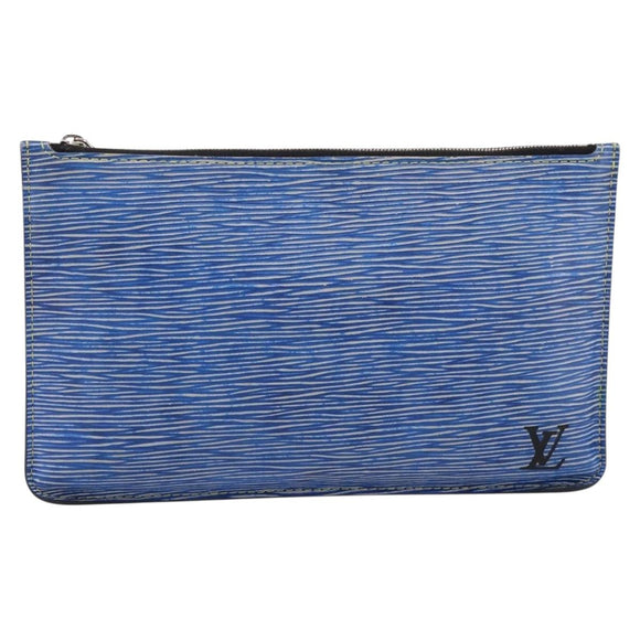 LOUIS VUITTON Epi Denim Neverfull MM Pouch Blue LV Auth 202098A