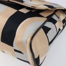 Salvatore Ferragamo Gancini Shoulder Bag Satin Beige Black Auth 202099-15