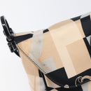 Salvatore Ferragamo Gancini Shoulder Bag Satin Beige Black Auth 202099-9