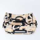 Salvatore Ferragamo Gancini Shoulder Bag Satin Beige Black Auth 202099-20