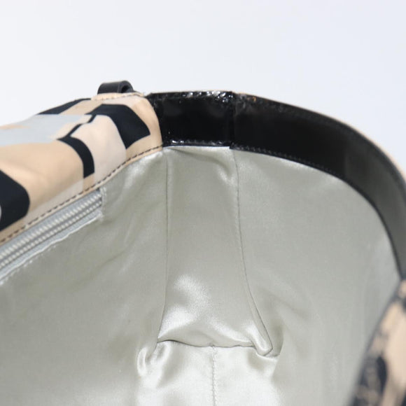 Salvatore Ferragamo Gancini Shoulder Bag Satin Beige Black Auth 202099