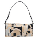 Salvatore Ferragamo Gancini Shoulder Bag Satin Beige Black Auth 202099-2