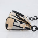 Salvatore Ferragamo Gancini Shoulder Bag Satin Beige Black Auth 202099-3