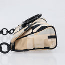 Salvatore Ferragamo Gancini Shoulder Bag Satin Beige Black Auth 202099-4