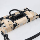Salvatore Ferragamo Gancini Shoulder Bag Satin Beige Black Auth 202099-6