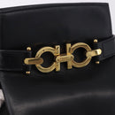 Salvatore Ferragamo Gancini Shoulder Bag Leather Black Gold Tone Auth 202100-14