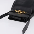 Salvatore Ferragamo Gancini Shoulder Bag Leather Black Gold Tone Auth 202100-6