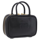 Miu Miu Beau Pouch Leather Black Gold Auth 202103M-1